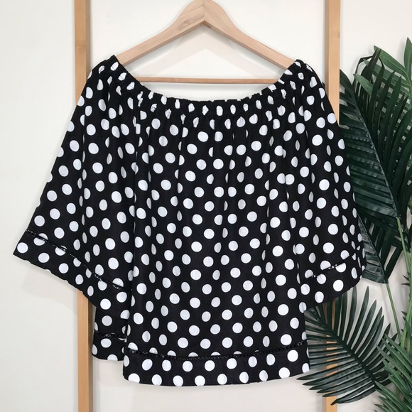 SOLD Country Road Black Spot Linen Top Blouse 12 - Picture 3 of 16